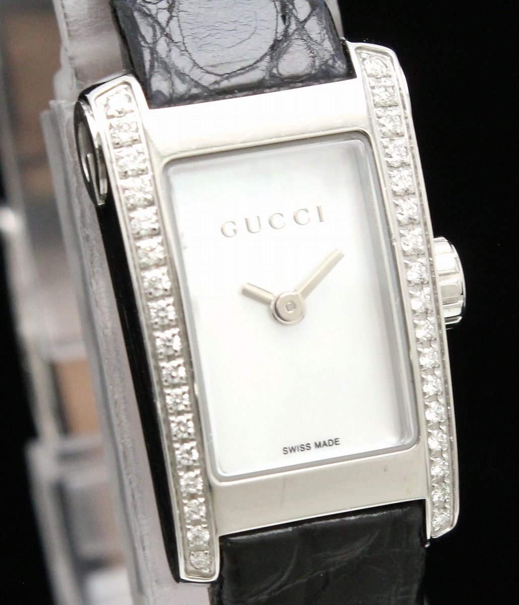 楽天市場】【ウォッチ】GUCCI グッチ ダイヤベゼル シェル文字盤 SS 革