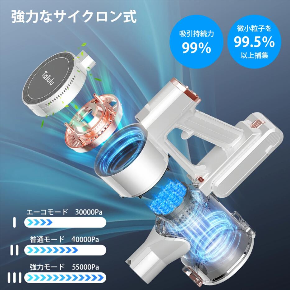 楽天市場】掃除機 コードレス 55000pa 超吸引 自立式 LED コードレス