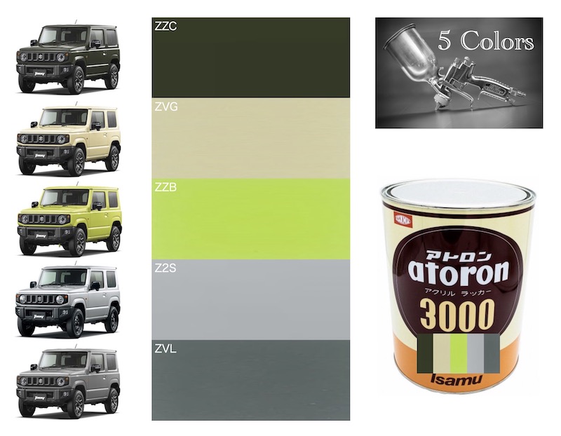 楽天市場】スズキ ジムニー 純正色 スプレーガン用塗料 [ZZC] [ZVG