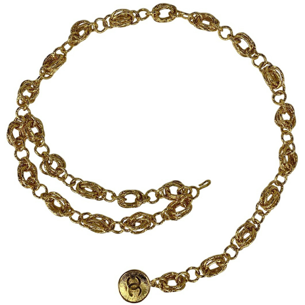 R2756 美品 シャネル ココマーク メダルモチーフ 2連 チェーンベルト