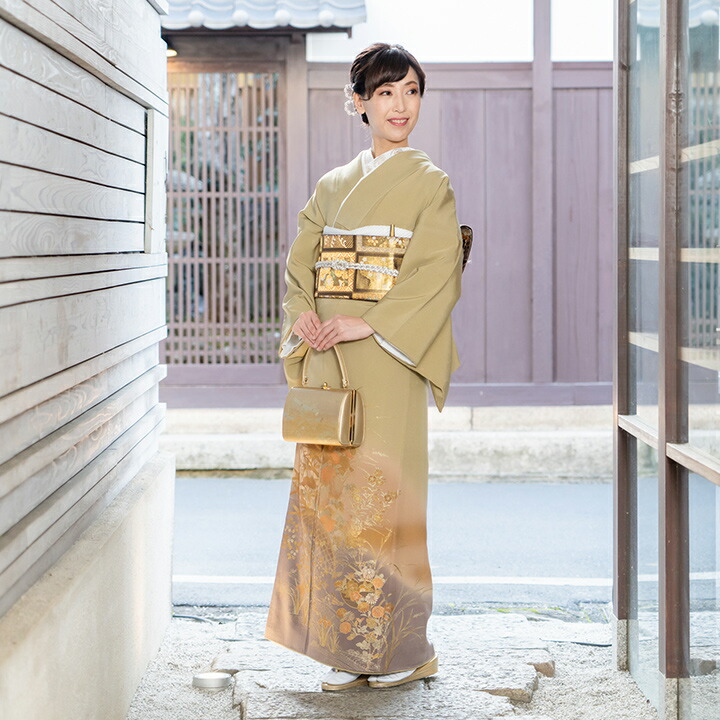 楽天市場】【レンタル 高級正絹 色留袖 フルセットレンタル】黄海松