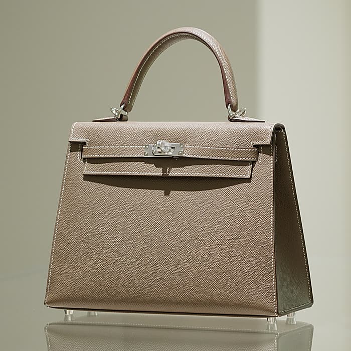 楽天市場】エルメス ケリー25 エプソン 外縫い エトゥープ シルバー
