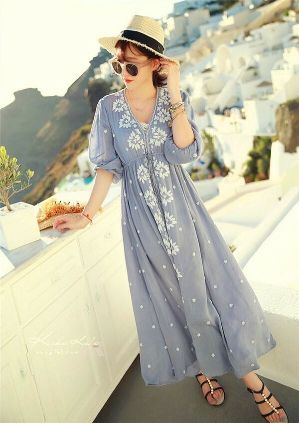 楽天市場】送料無料 マキシワンピース ロングワンピース 花柄 Vネック