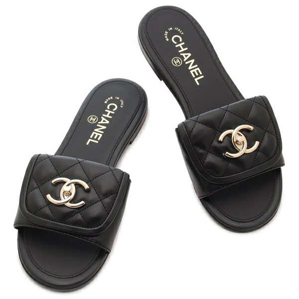 楽天市場】シャネル サンダル ミュール CCロゴ ブラック レディース