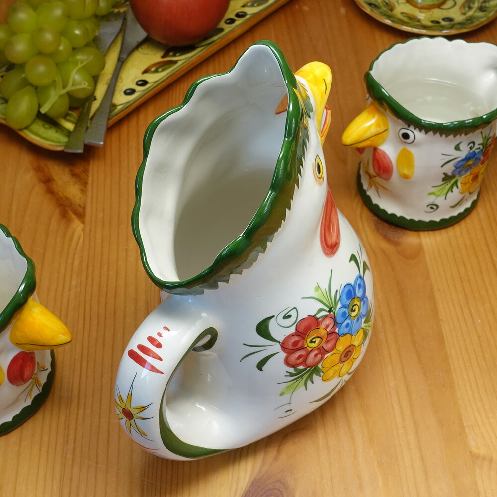 楽天市場】ポルトガル製 おしゃれな 陶器 ニワトリ 水差し 幸せを呼ぶ