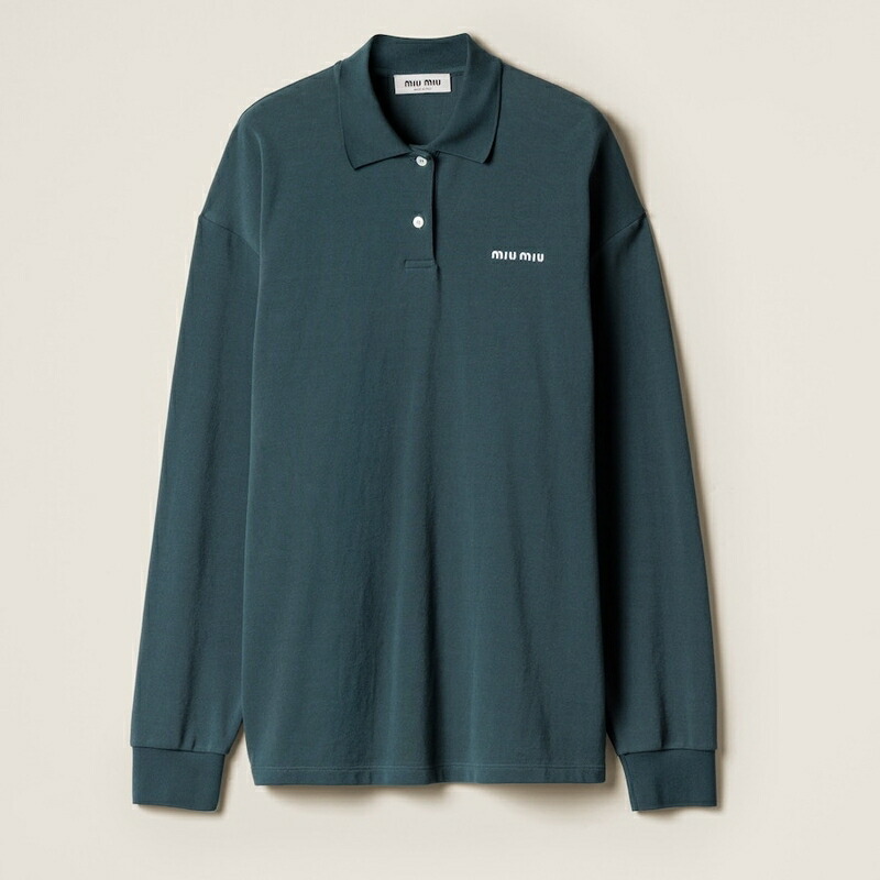 楽天市場】ミュウミュウ MIU MIU コットンピケ ポロシャツ【グリーン