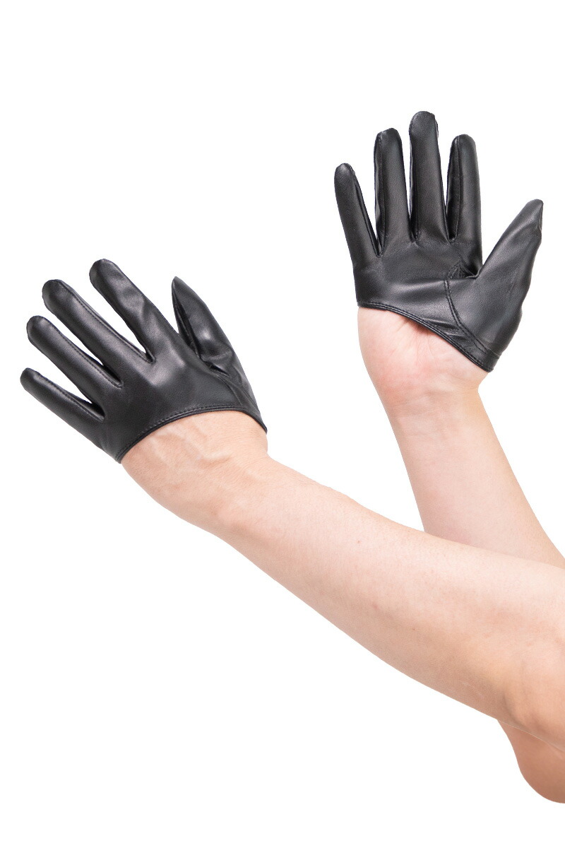 楽天市場】レザーグローブ ハーフ 黒 ラージ 男女兼用 手袋 コスプレ