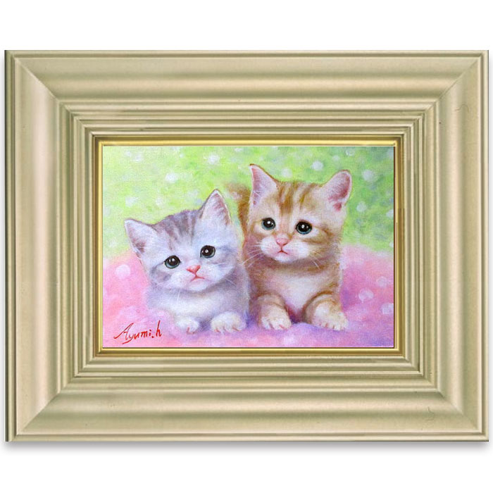 油絵 ゆ(o^^o)☆確認 ハッピーハートと子犬 油絵 ゆ(o^^o)☆確認