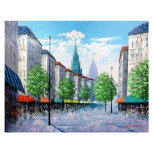 海外作家 ロディカ・イリエスク 油絵 絵画 風景画 パリの街並み 額装