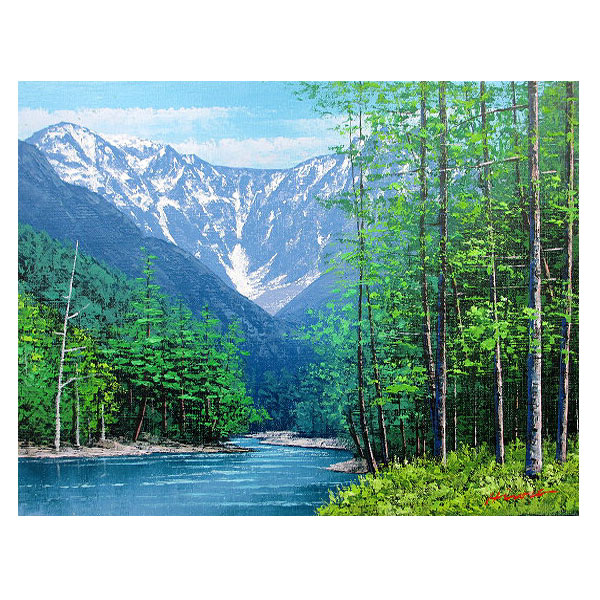 楽天市場】油彩画 F6号 広瀬和之 「穂高連峰」 真筆 額入り 額装絵画