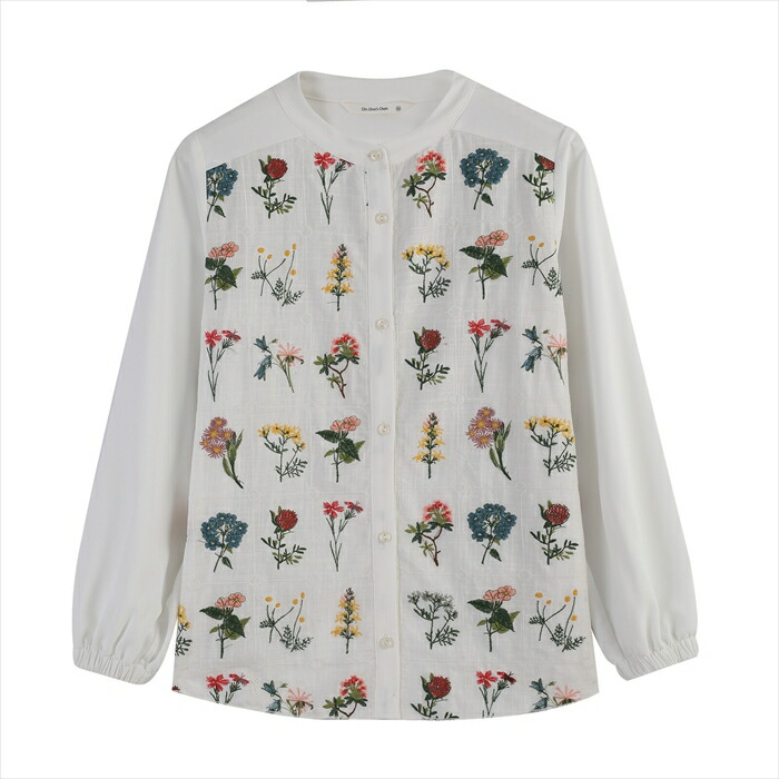 楽天市場】フローラルガーデン 花柄 刺繍 長袖 ブラウス 花柄 刺繍