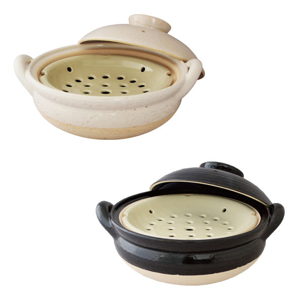 楽天市場】長谷園 ヘルシー蒸し鍋 中 27cm 白 黒 直火専用 長谷製陶