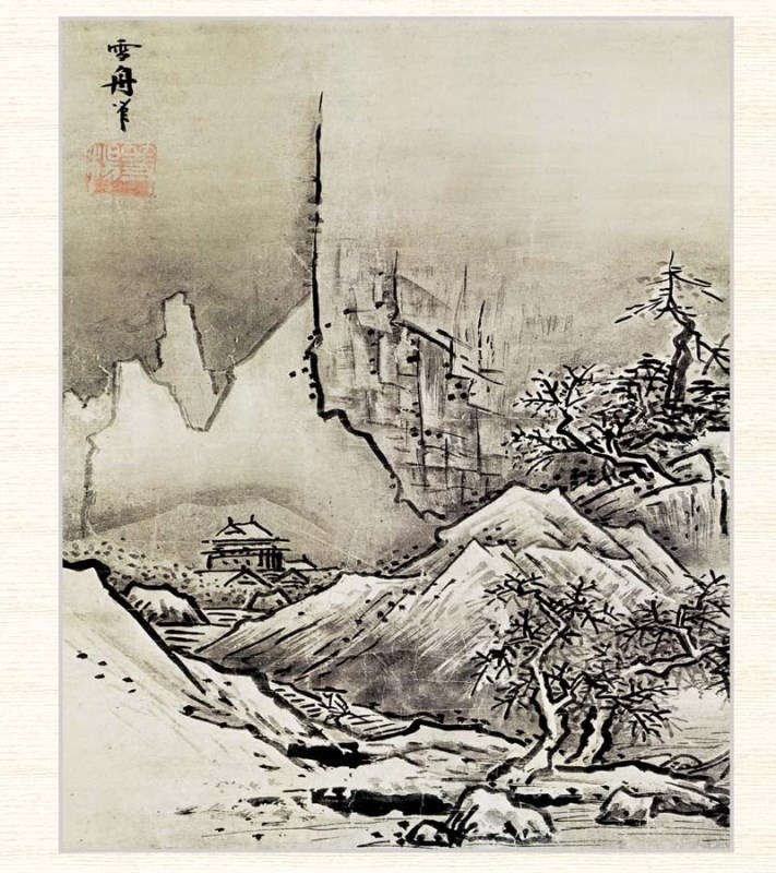 楽天市場】日本の名画 雪舟 秋冬山水図（冬） F8 [g4-bn153-F8