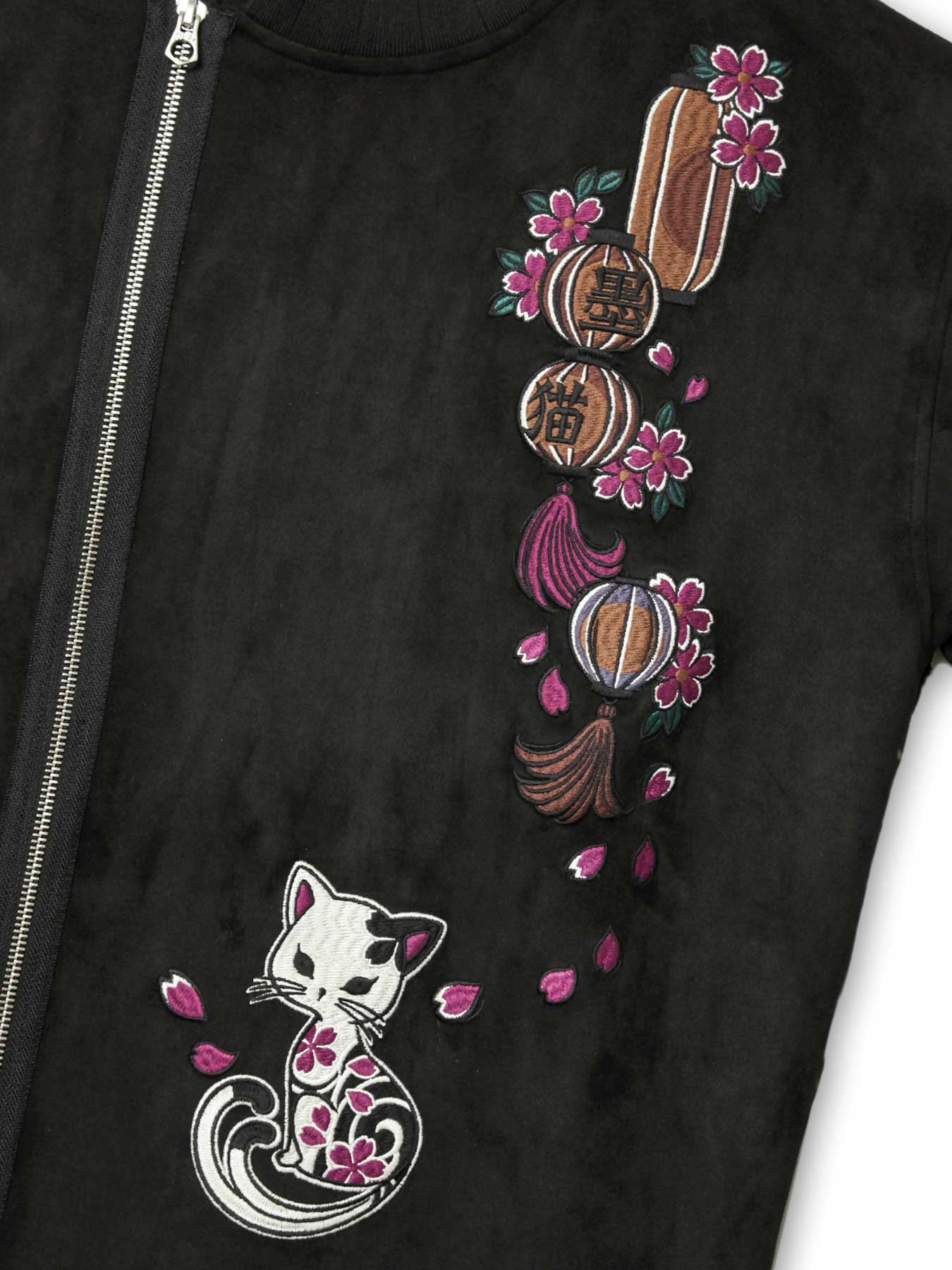 楽天市場】【SUMINEKO】提灯とスミネコ 総刺繍 フェイクスウェード ZIP