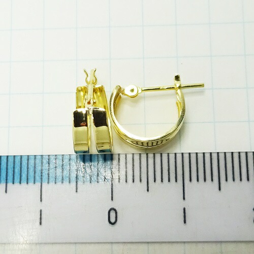 楽天市場】K18 イエローゴールド 角ミゾ ダブル フープピアス 5mm×10mm