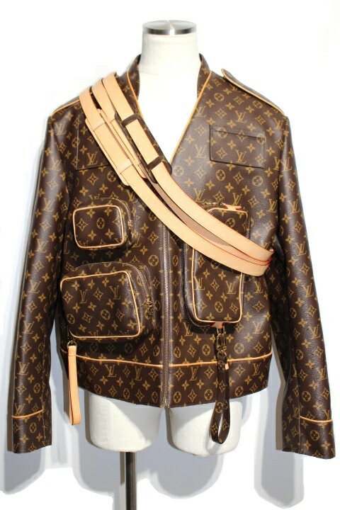 美品 LOUIS VUITTON モノグラム 異素材 切替 コルセットジャケット