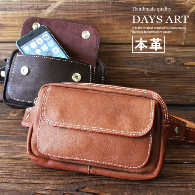 楽天市場】本革レザーバッグ カーフスキン ウエストポーチ ミニバッグ