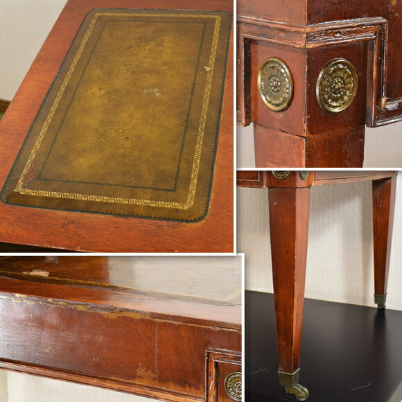 楽天市場】アメリカのアンティークの二段テーブル 革張り天板