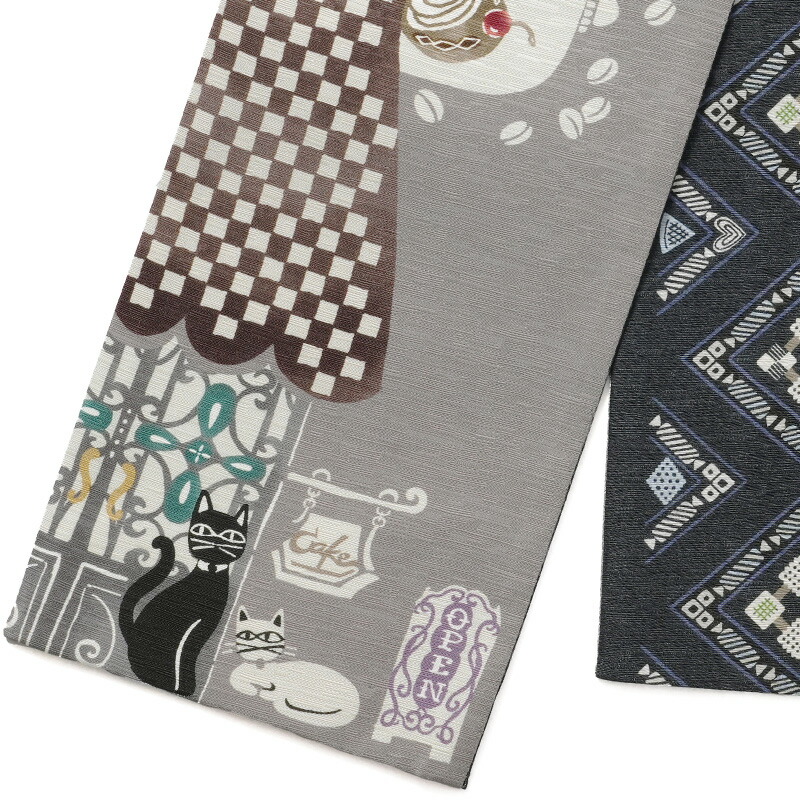 楽天市場】半幅帯 WAKKA 日々是甘日 お菓子 猫 グレー ブラウン