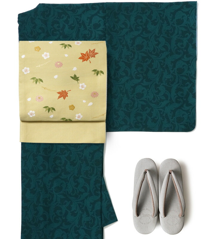 楽天市場】京袋帯 吹き寄せ からし 黄色 紅葉 花 松葉 伝統文様 JAPAN