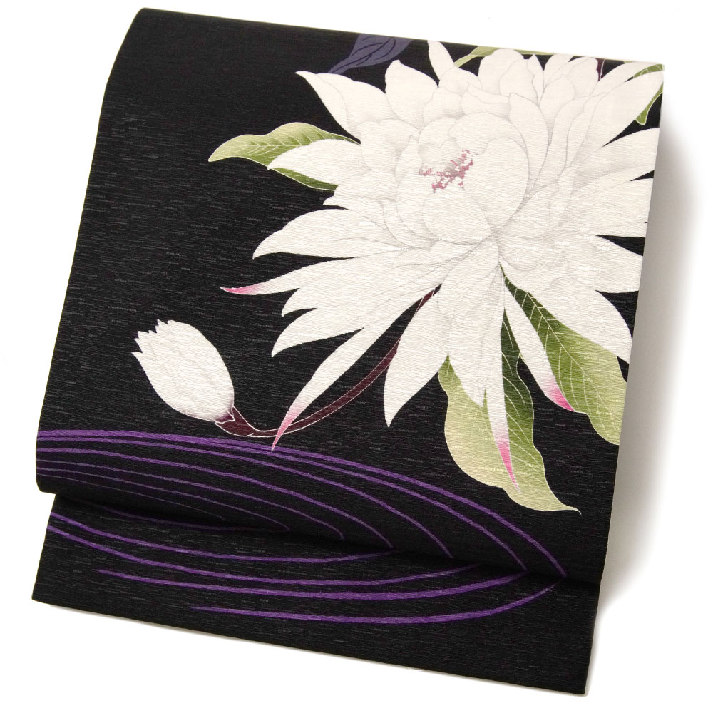 楽天市場】京袋帯 WAKKA 月下美人 黒 白 グレー 花 モダン 正絹 お太鼓