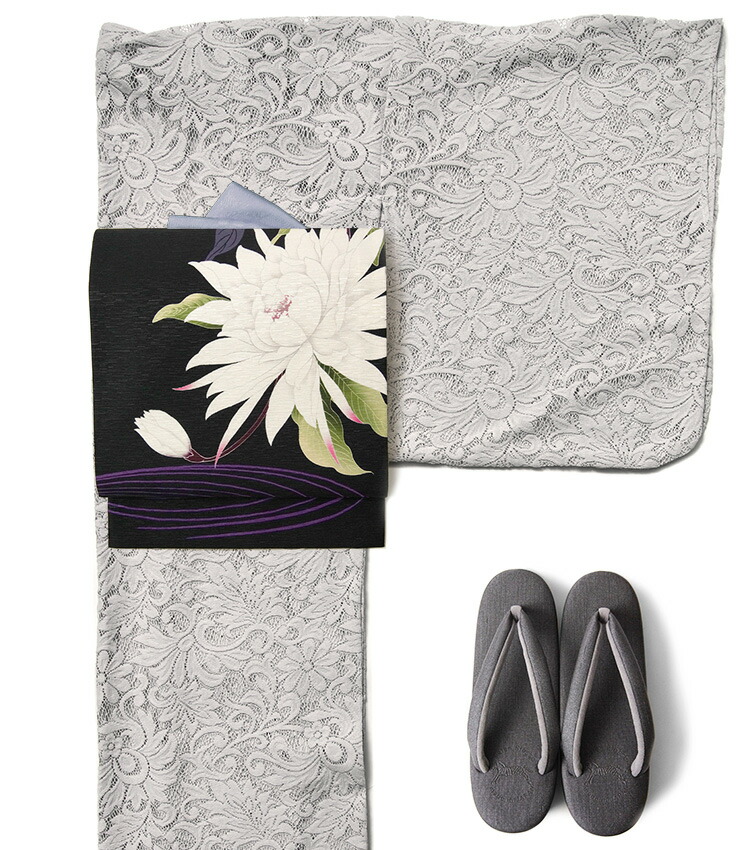 楽天市場】京袋帯 WAKKA 月下美人 黒 白 グレー 花 モダン 正絹 お太鼓