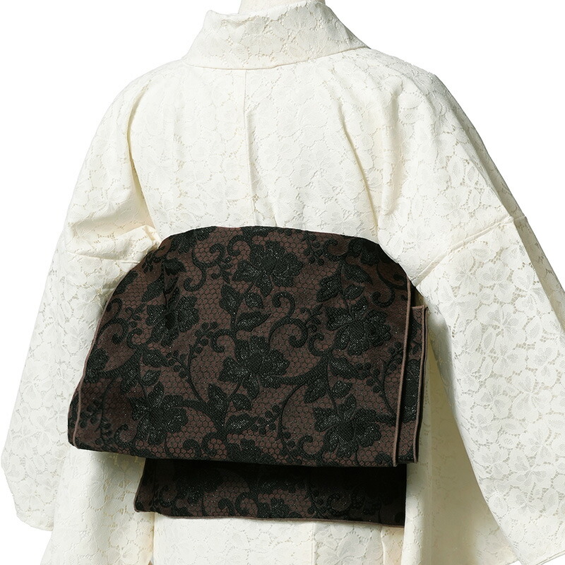 楽天市場】兵児帯 ジャガード 花南天 ブラウン オフホワイト ブラック