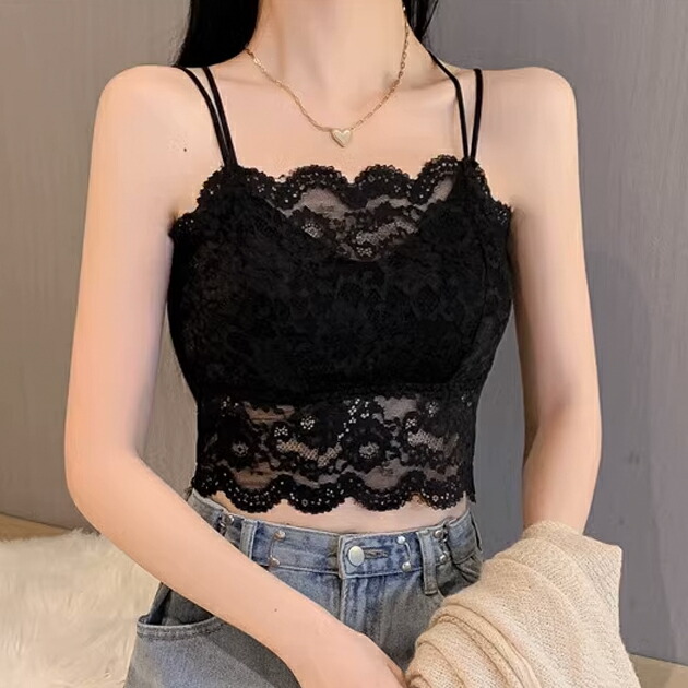 楽天市場】クロス ストラップ スカラップ レース ノンワイヤー ブラ