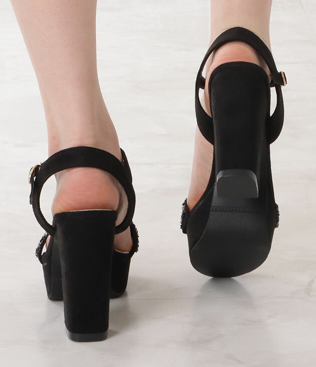楽天市場】スエードチャンキーハイヒールサンダル チャンキーヒール