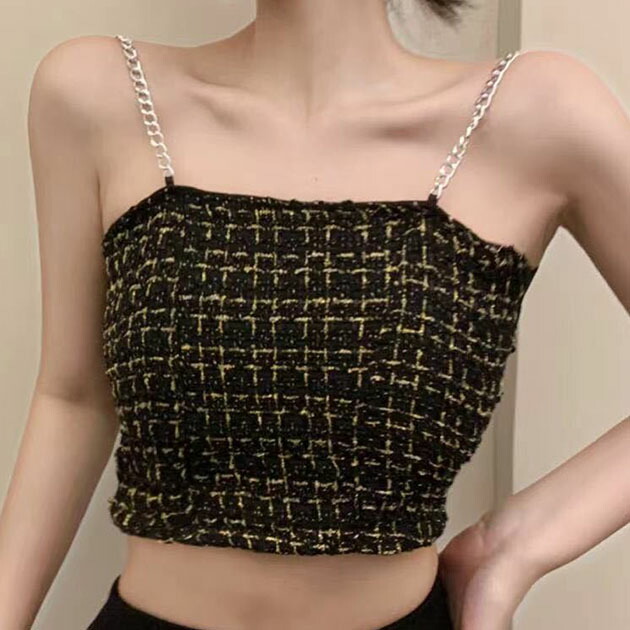 楽天市場】ツイード チェーンストラップ カップ付き クロップド