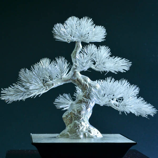 楽天市場】銀製 盆栽 松 A 6号・130g ( プレート名入れ有料 木札名入れ