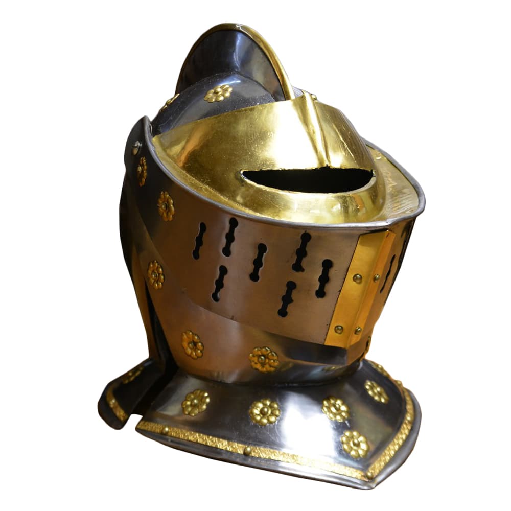 楽天市場】西洋甲冑 中世ヨーロッパ式 兜 ナイトヘルメット 真鍮装飾