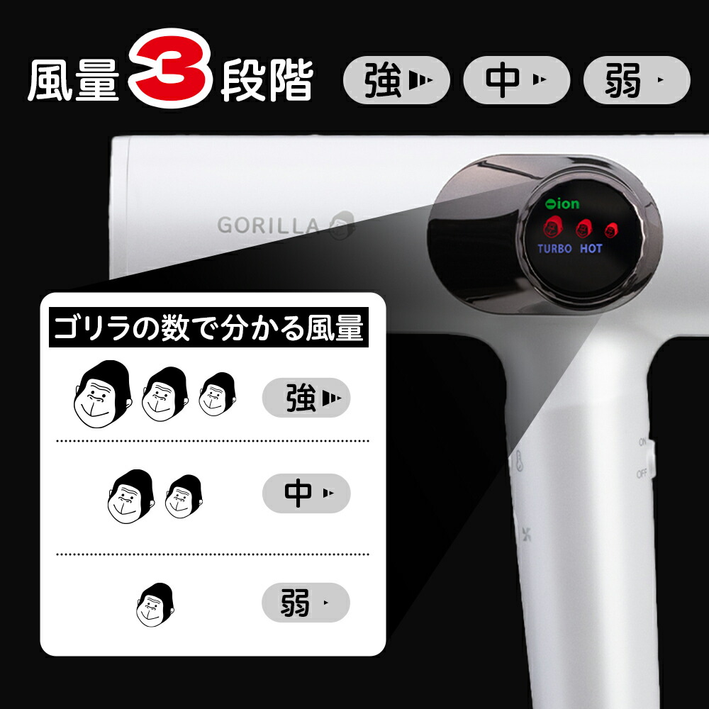 楽天市場】【公式通販】ゴリラのひとふき ドライヤー 大風量 速乾 時短
