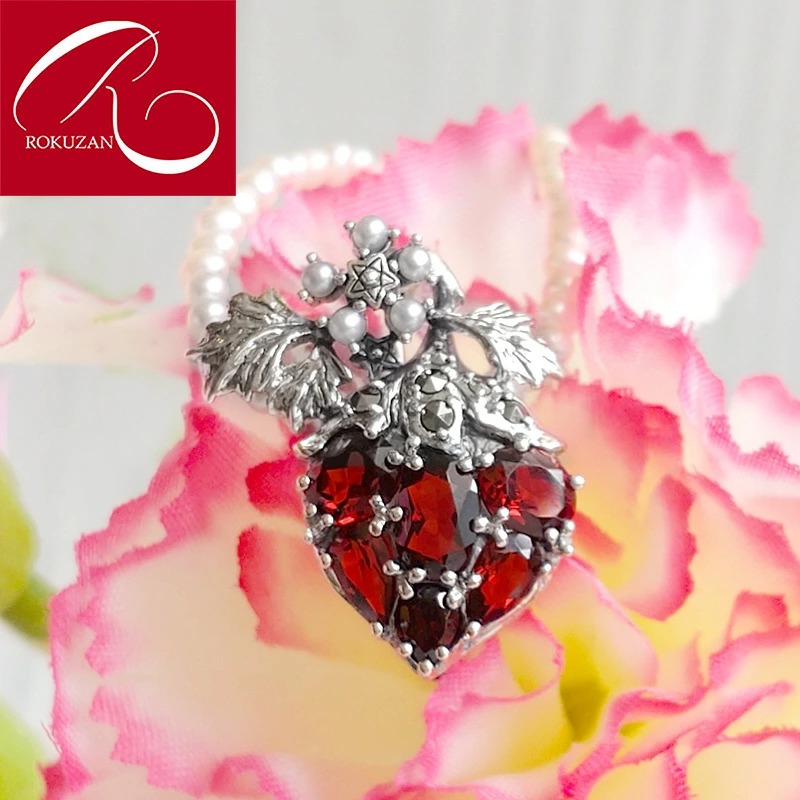 楽天市場】【碌山】 シルバー ガーネット イチゴ ブローチ&ペンダント