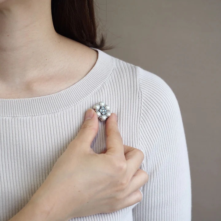 楽天市場】【碌山】 シルバーオパール＆パール ペンダントブローチ