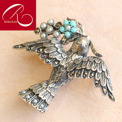 楽天市場】【碌山】 シルバー ターコイズ 小鳥 ブローチ&ペンダント