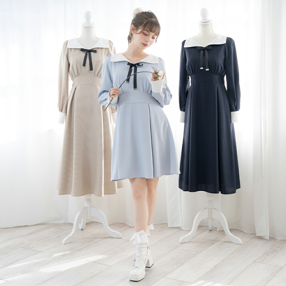 楽天市場】【SALE】角衿レトロリボンワンピース : 夢展望 YUMETENBO