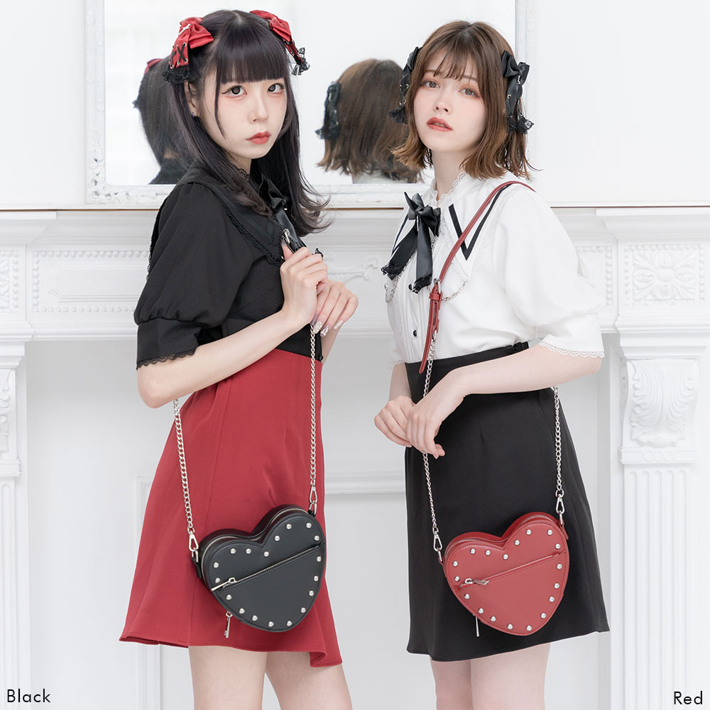 楽天市場】スタッズハートジップショルダーバッグ レディース バッグ