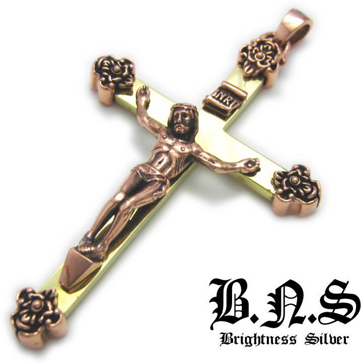 楽天市場】キリストクロスロザリオペンダント7 銅＆真鍮 十字架クロス