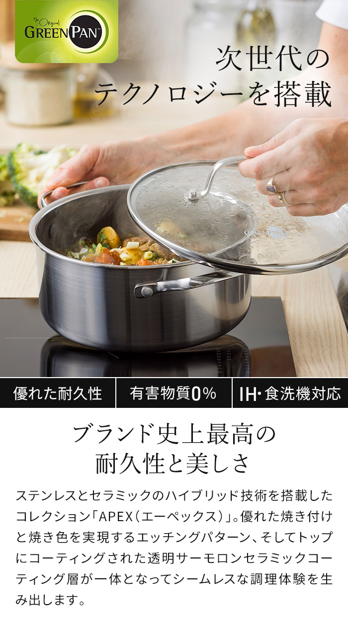 楽天市場】グリーンパン キャセロール 正規品【特典付き】20cm 両手鍋