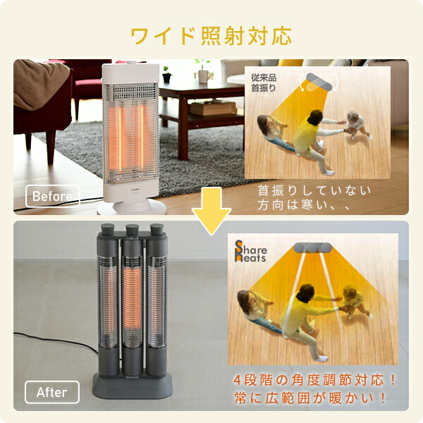 楽天市場】ヒーター 電気ストーブ ワイドレンジ カーボンヒーター