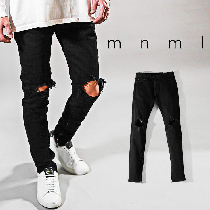 楽天市場】mnml デニム ミニマル ジーンズ メンズ ダメージ ジーンズ