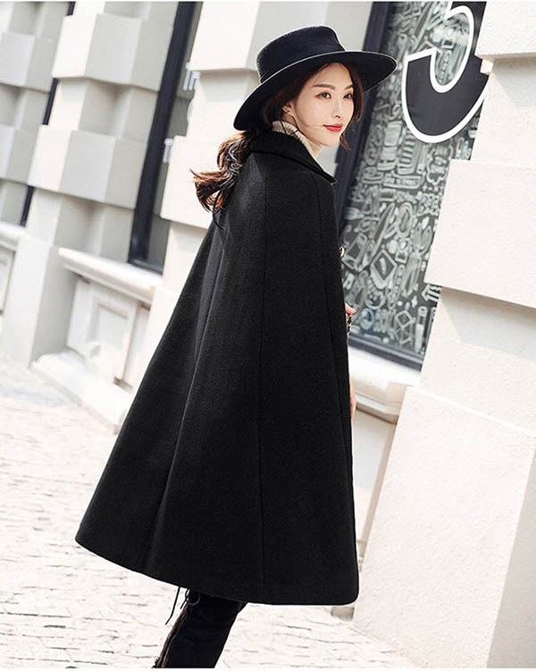 楽天市場】ケープ コート マント ミディアム丈 ボア有り ポンチョ