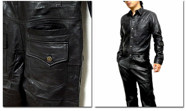 楽天市場】レザー つなぎ メンズ ツナギ 本革 オールインワン リ