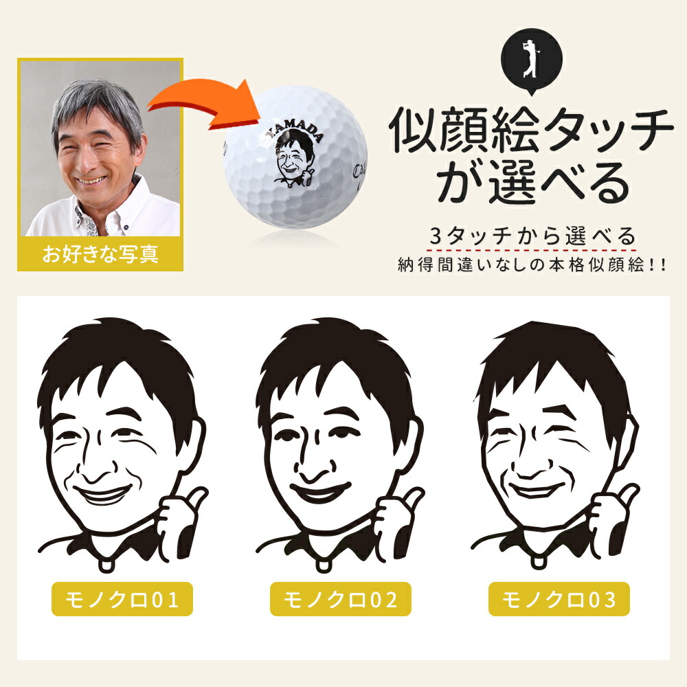 楽天市場】似顔絵 ゴルフボール＋ネームプレートセット オーダーメイド