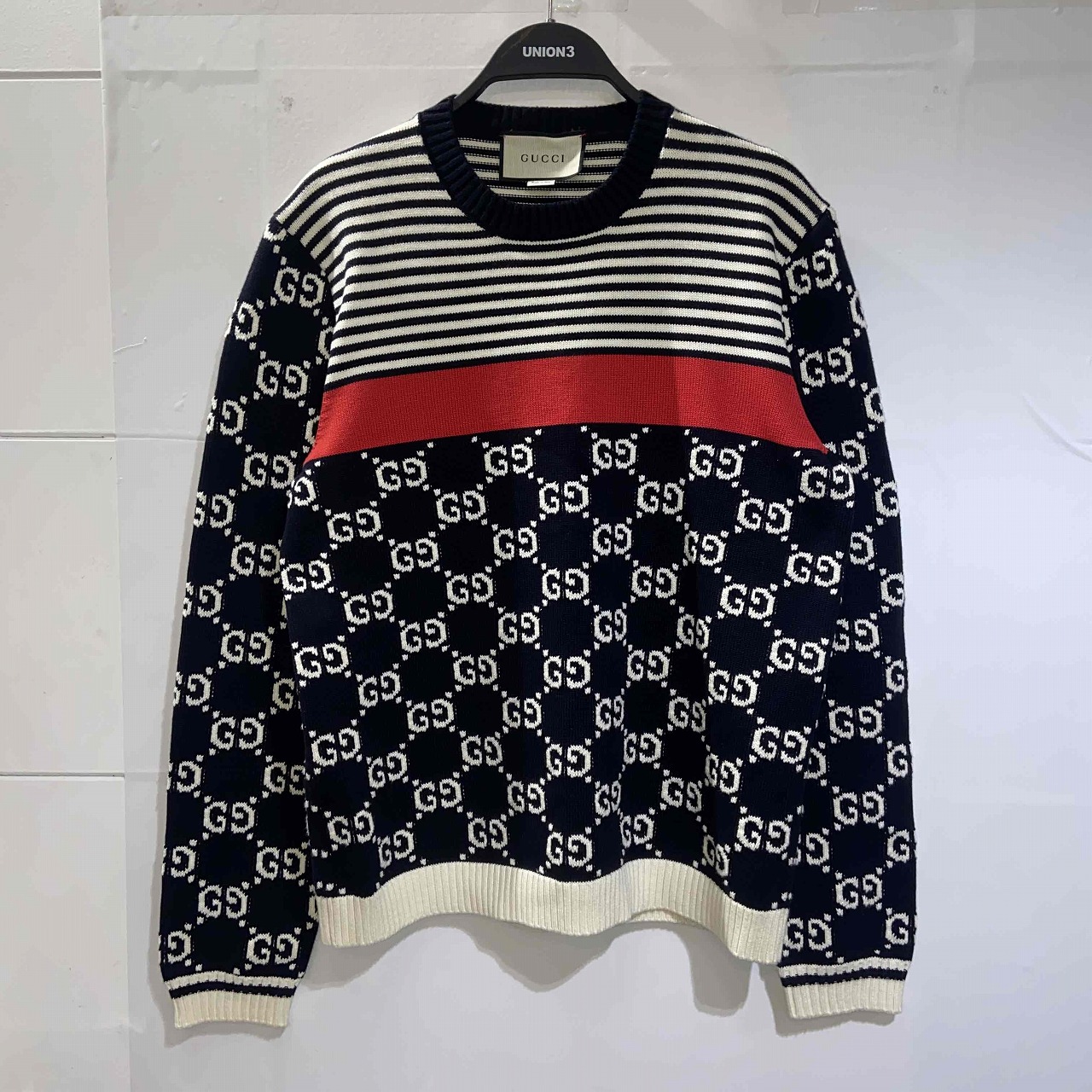 楽天市場】GUCCI GG JACQUARD BORDER KNIT Size-XL 496458-X9107