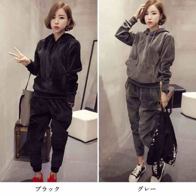 楽天市場】ベロア セットアップ ルームウエア フード付き プルオーバー