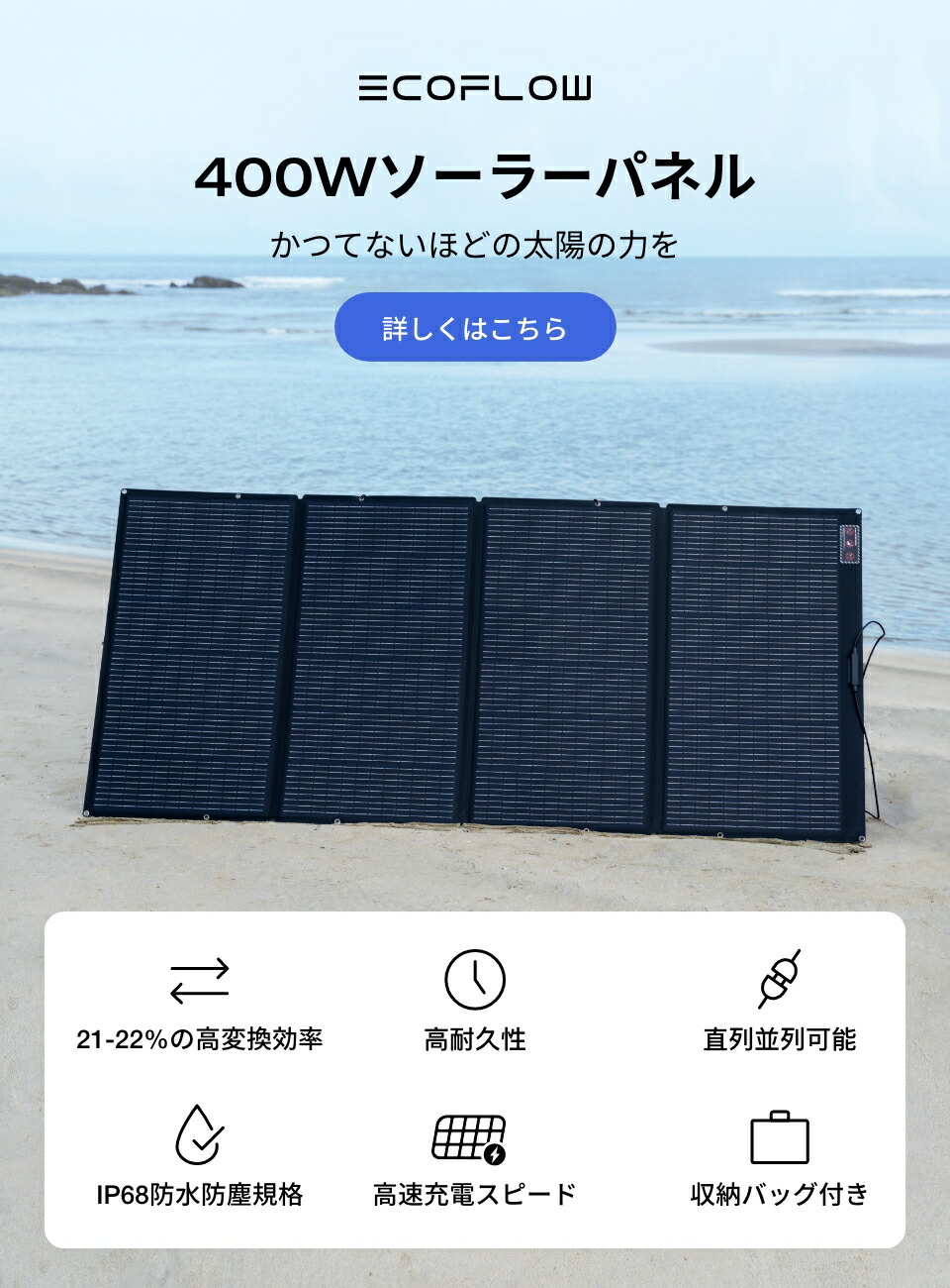 楽天市場】EcoFlow ポータブル電源 リン酸鉄 大容量 ソーラーパネル