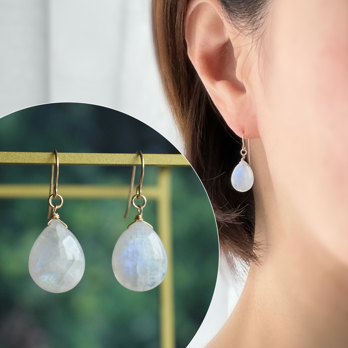 楽天市場】レインボームーンストーン 大粒 プレーン ピアス 虹色