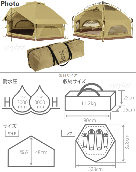 楽天市場】【全品P2倍！3/1日24時間限定】DOD テント キノコ型テント